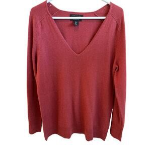 Tahari Pure Luxe 100% 2-ply Cashmere sweater. Women’s Medium strawberry red